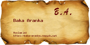 Baka Aranka névjegykártya
